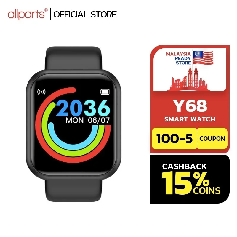 

Y68 Smart Watch Sport Band Bluetooth Wristband Monitor Fitness Tracker Blood Monitor Jam pintar SmartWatch Men Women