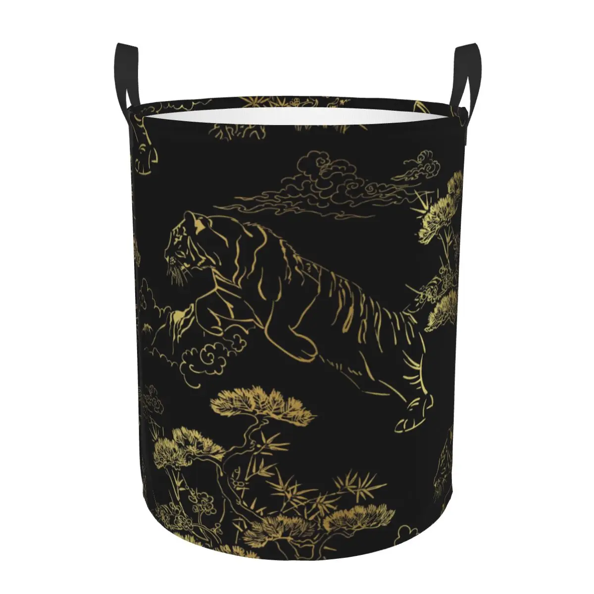 

Laundry Basket Japanese Gold Tiger Cloth Folding Dirty Clothes Toys Storage Bucket Household Storage Basket