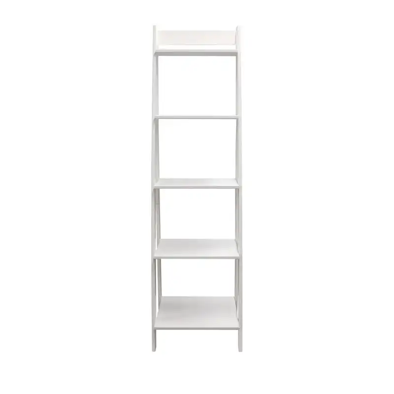 Solid Wood 5 Shelf Ladder Bookcase White Book Shelf Furniture Book Rack Book Shelf Wall