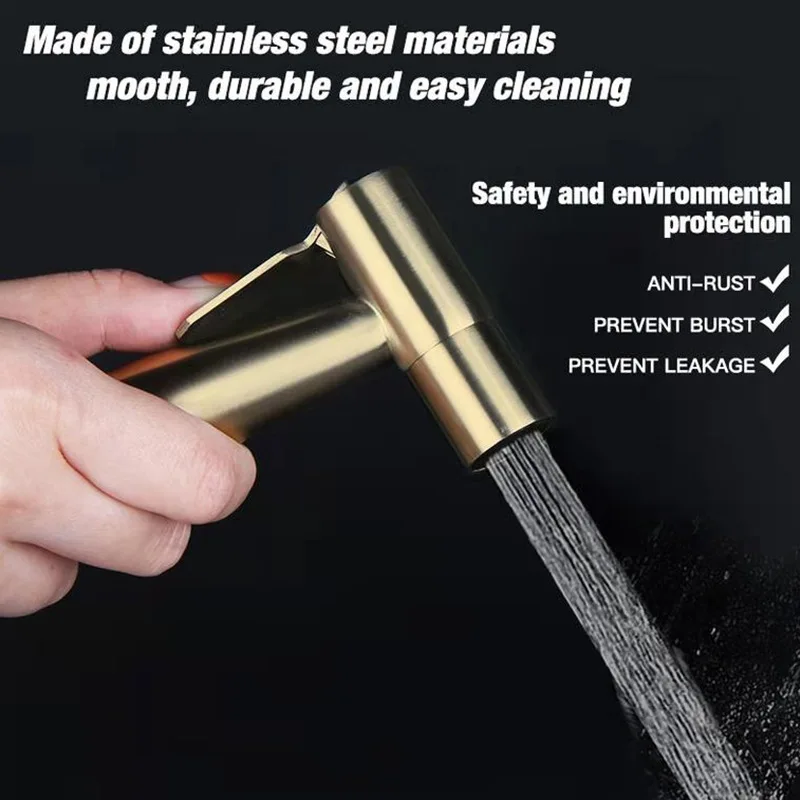 Матовый Золотой смеситель для душа ручной распылитель биде из нержавеющей стали