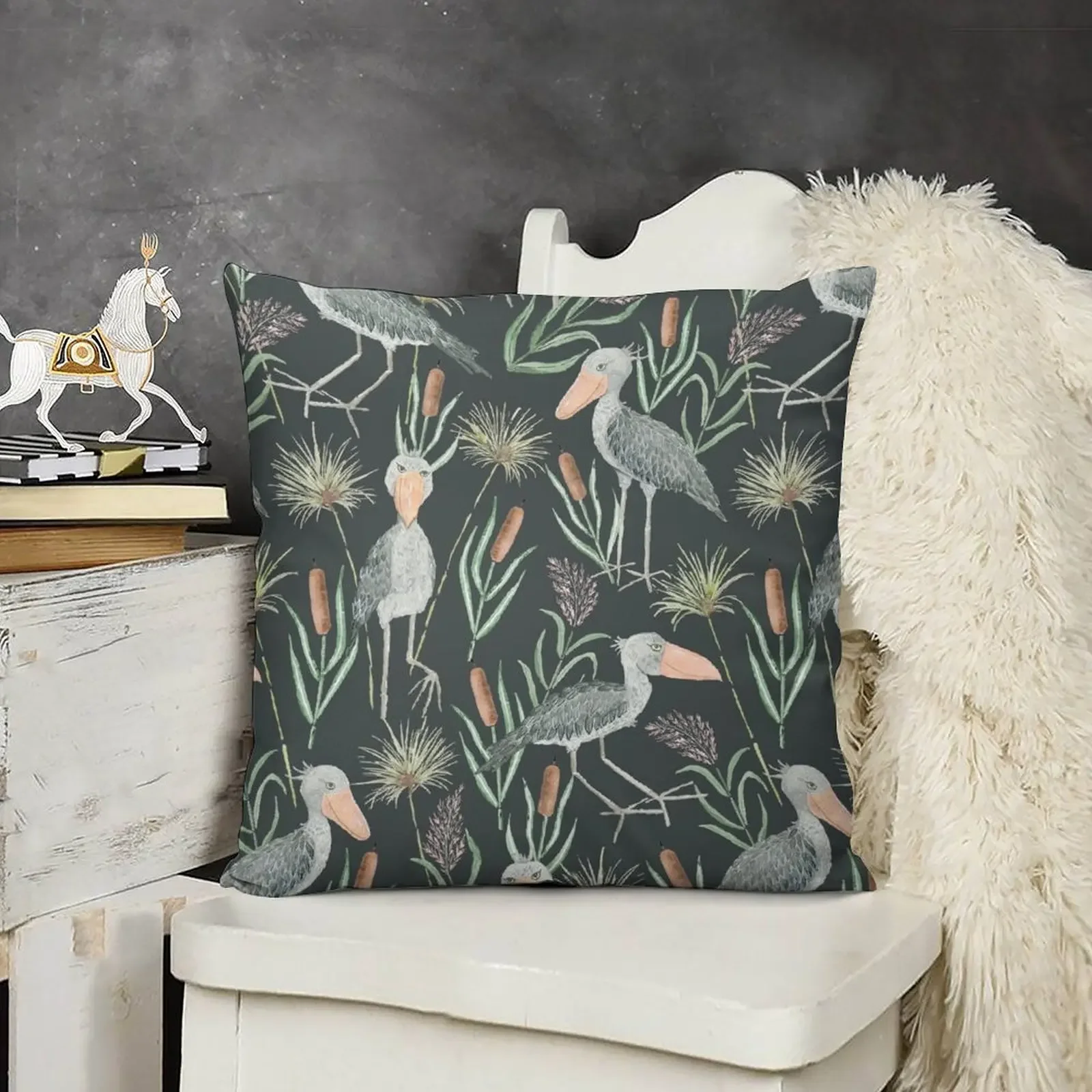 Великолепная подушка Shoebill с акварельным узором для сидения эластичный чехол