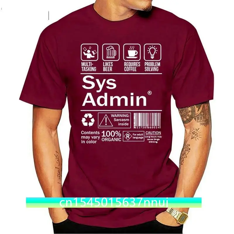 Футболка с этикеткой продукта системы администратора Unix Linux Coffee мужская