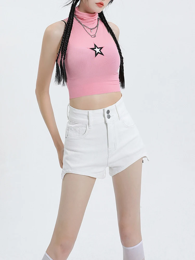 New Spring Summer Women Button Loose Denim Shorts Streetwear Female Wide Leg High Waist Jeans Shorts Bottoms