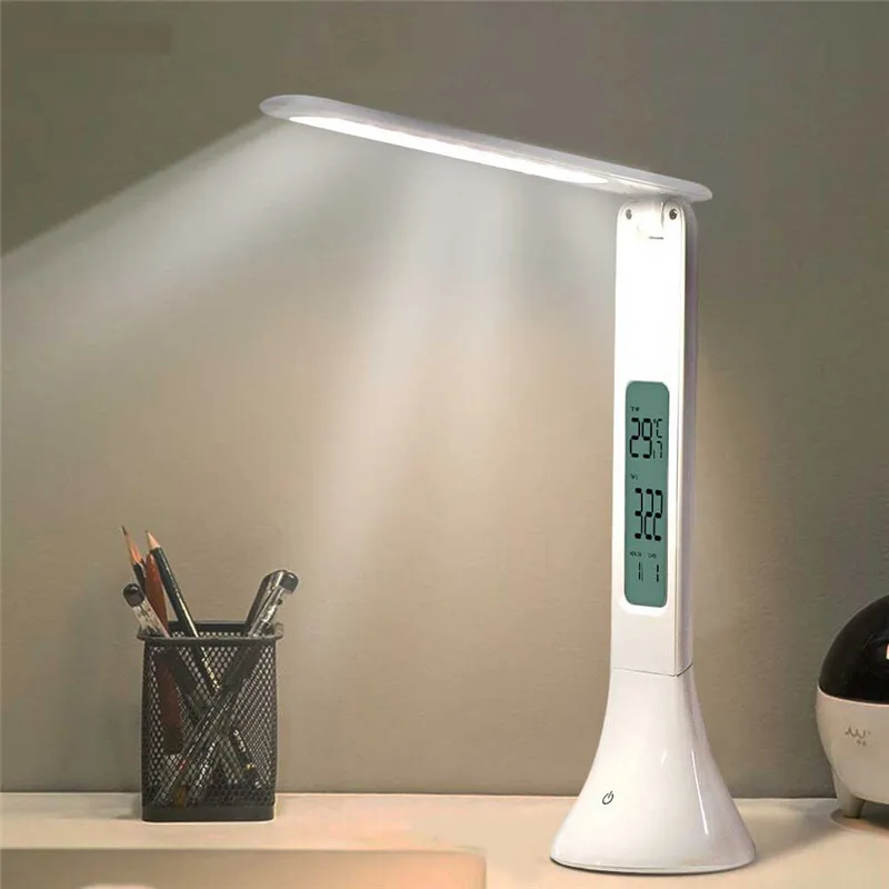 

LED table Lamp Foldable Dimmable Touch Rechargeable desk Lamp colorful with Calendar Temperature Alarm Clock night mood lights