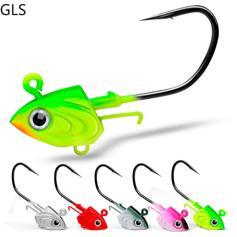 

GLS Newest Lead Head Fishing Hook 30g/35g/45g Saltwater 3D Life-like Eyes Fishing Tackle 5 Colors Optional