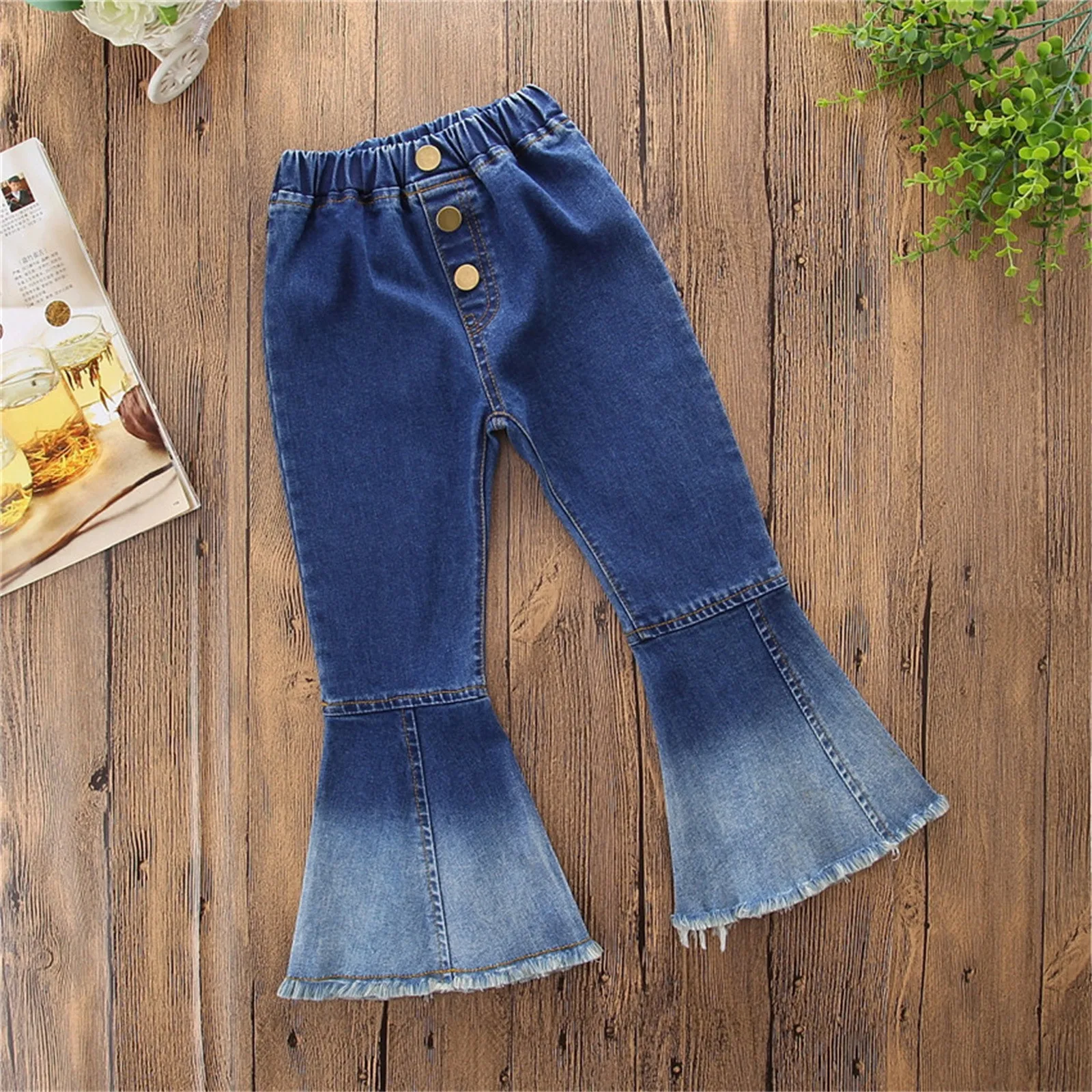 

2-7Y Toddler Girls Bell-bottomed Pants Elastic Waist Winter Children's Trousers Outfits Baby Flare Costume Fashion Kids Clothing