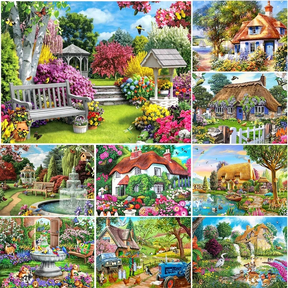 

Алмазная 5D картина «сделай сам», садовый пейзаж, Набор для вышивки крестиком, полная вышивка, мозаика для дома, искусство, искусство, Декор для дома