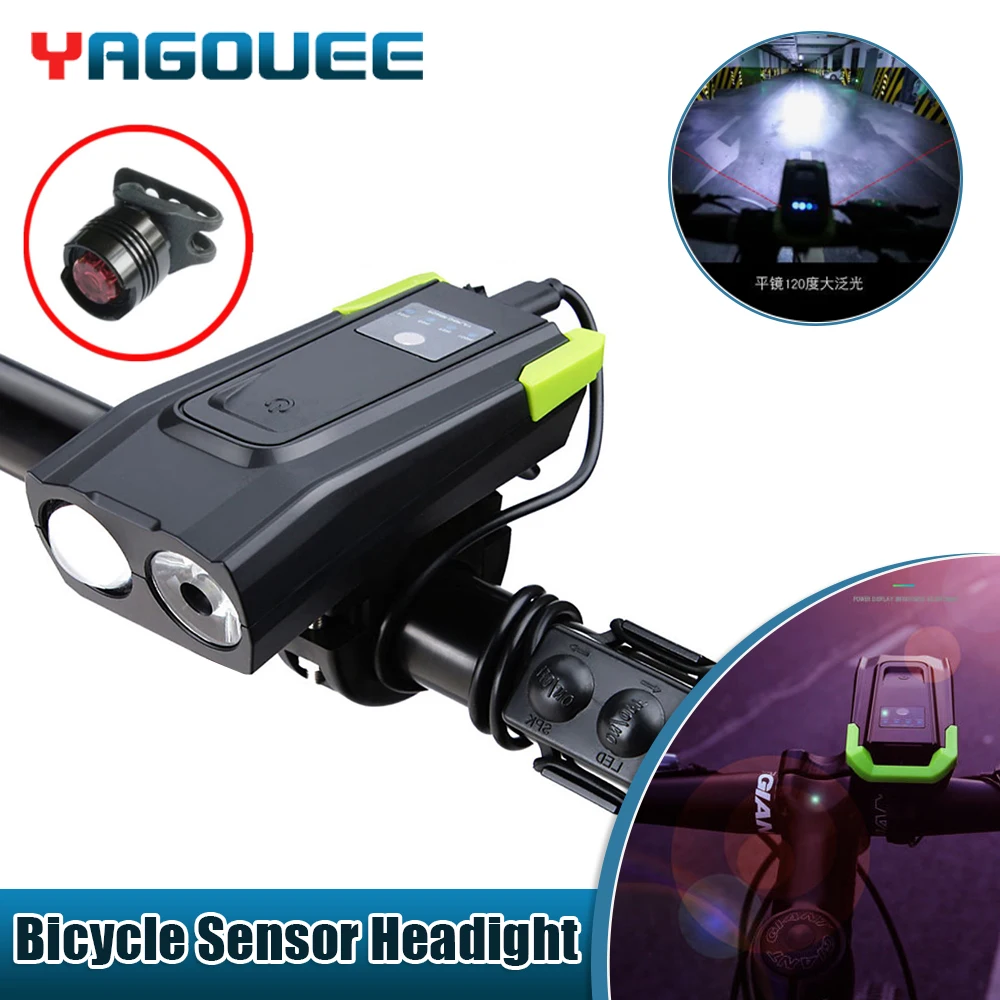 

4000mAh Induction Bicycle Front Light Set USB waterproof Smart With Horn 800 Lumen LED Bike Lamp Cycling Safety Accessories