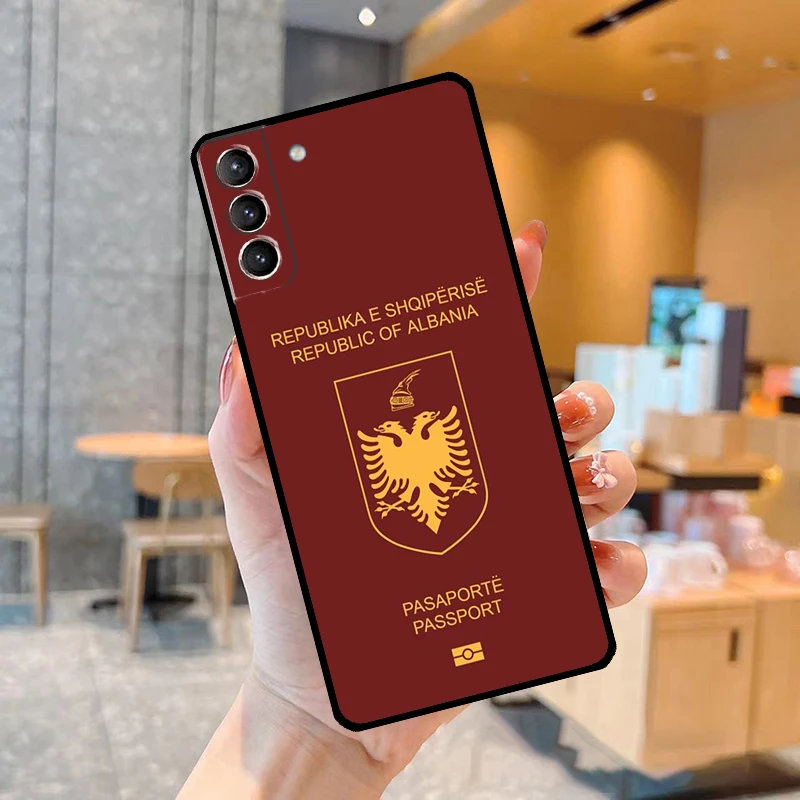 Чехол с паспортом и флагом Албании чехол для телефона Samsung Galaxy S23 S22 Ultra Note 20 S8 S9 S10 10