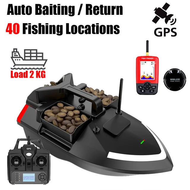 V020 Sonar Smart 40 Points GPS Auto Return RC Bait Boat 2KG Loading 500M With Night Lights For Fishing Fish Finder 1
