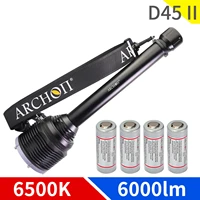 archon d45ii powerful flashlight cree xm l2 6000lm diving light video photography fill flashlight underwater by 26650 battery