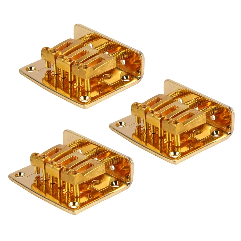 

3X Cigar Box Guitar Parts: 3-String Gold Top Loading Hard-Tail Adjustable Bridge Gold Color