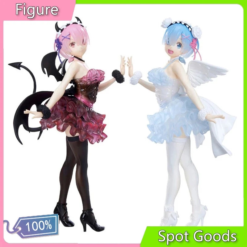 

16CM New Rem Anime RE: Zero-Starting Life in Another World Figure Cute Angel Demon Rem Ram Standing Toys Collection Gift