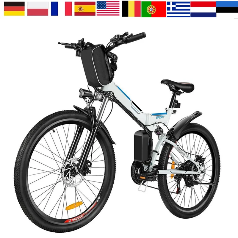 26inch 250W 21Speed Mountain Bike Foldable Electric Power Mountain Bicycle Lithium-Ion Battery Aluminum Alloy Bicycle Sports Cyc