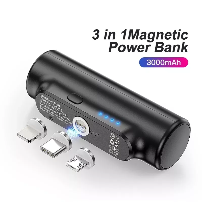 

NEW2023 New` Power Bank 3000mAh Mini Magnet Charger PowerBank For Xiaomi Emergency Mobile Portable External Battery