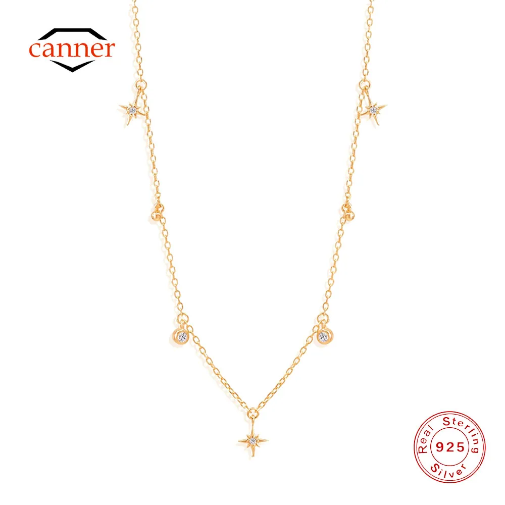 Женское многослойное ожерелье из серебра 925 пробы с восьмиугольной звездой