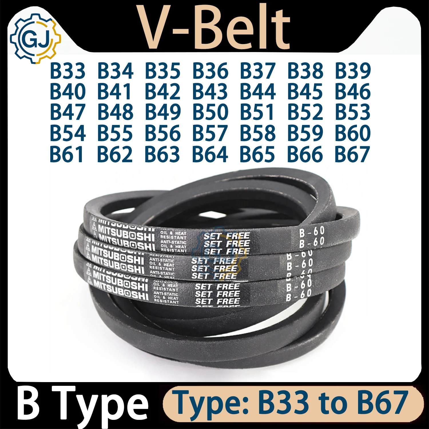 Фото Ремень клиновой профиля B (B33, B37, B38, B39, B43, B47, B55, B58, B62, B67) для автомобилей и сельскохозяйственной техники №1