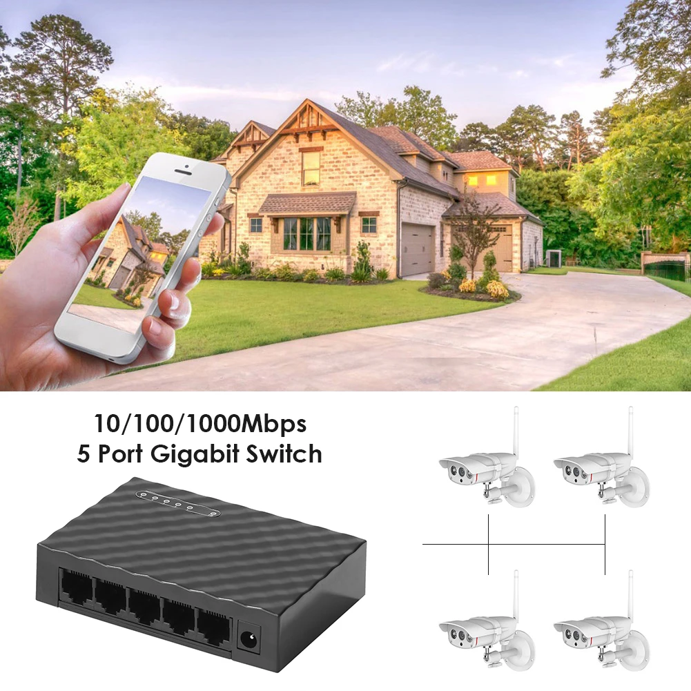

Коммутатор Gigabit с 5 портами ЕС/США, 10/100 Мбит/с, RJ45
