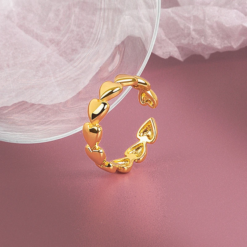 

Korean Fashion Simple Wild Love Glossy Open Rings For Women Trendy Adjustable Couple Ring Wedding Engagement Jewelry Accessories