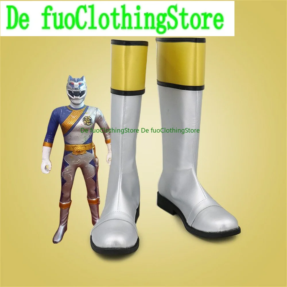 Sentai Gaoranger Silver Обувь для косплея Сапоги Игра Аниме Хэллоуин Рождество DefuoClothing