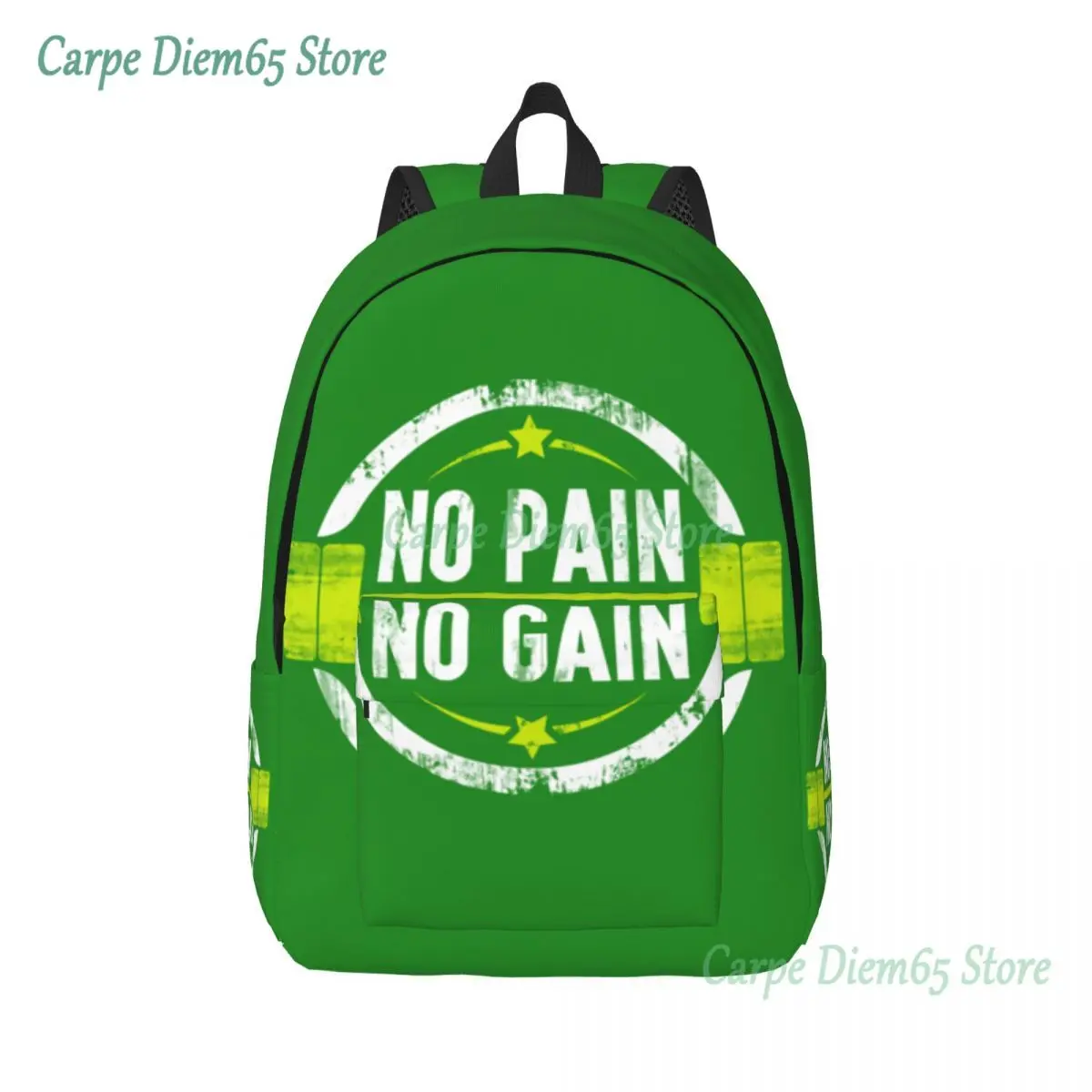 

No Pain No Gain Canvas Backpack for Women School College Students Bookbag Fits 15 Inch Laptop Gym Quote Motivation Fitness Bags
