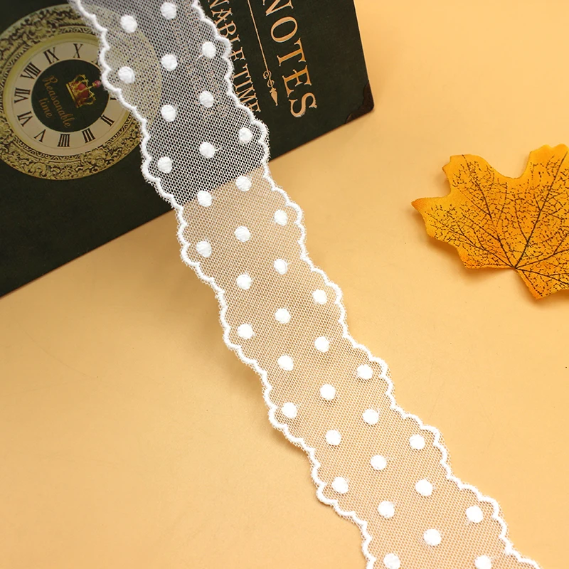 

New Fashion Polka Dot Net Double Lace Flower Women's Dress Home Textile Fabric Sewing Decorative Lace Accessories