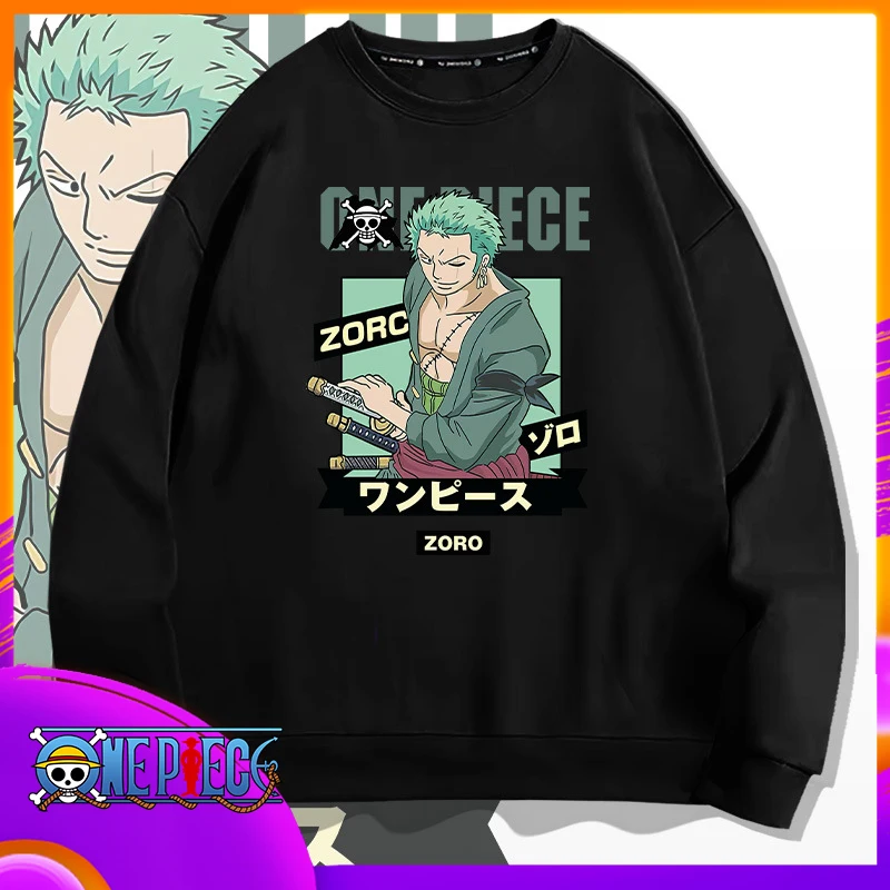 

Anime One Piece Zoro Print Pullover Casual Fashion Sweatshirt Round Neck Long Sleeve Sweater Thin/thick Top Woman Man X-mas Gift