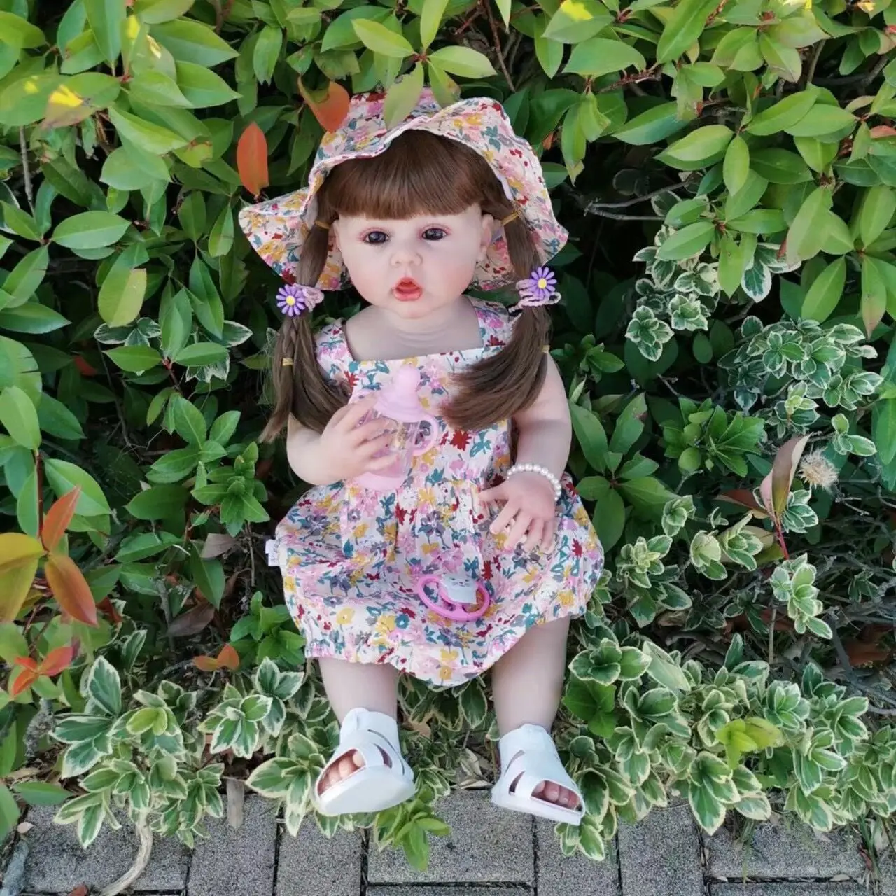

55cm artificial rebirth doll full glue can be put into the water girl baby's ordinary color painting and pasting wig cover