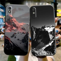 3d emboss mountain phone case for xiaomi redmi 7 7a 8 8a 9 9i 9at 9t 9a 9c note 7 8 2021 8t 8 pro back soft carcasa black