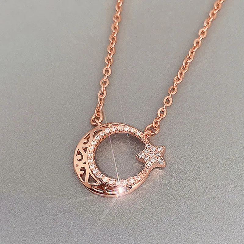 

Huitan Chic Girls Necklace Accessories Fashion Rose Gold Color Pendant Daily Wear Delicate Statement Jewelry for Women