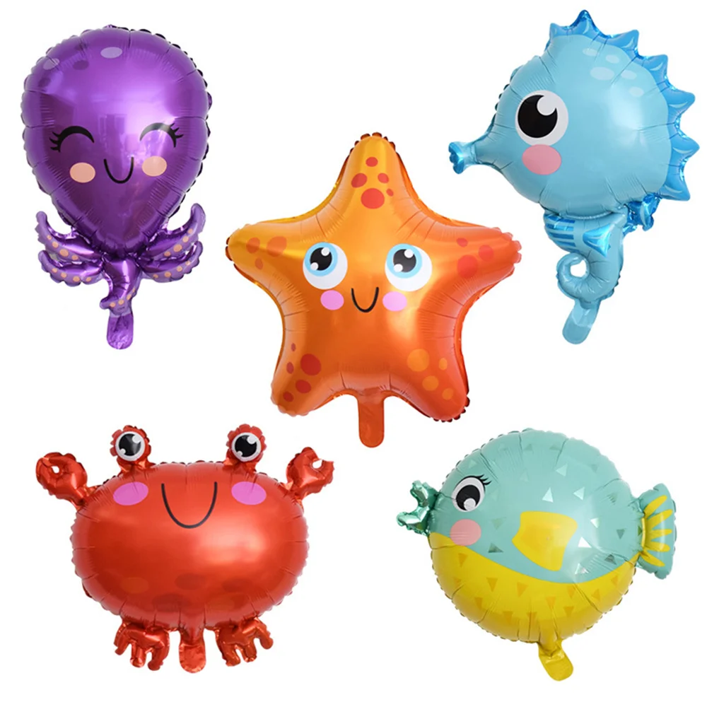 

5pcs Fish Sea Animal Balloons Starfish Sea horse Air Balloon Ocean World Under Sea Theme Birthday party Decoration Baby Shower