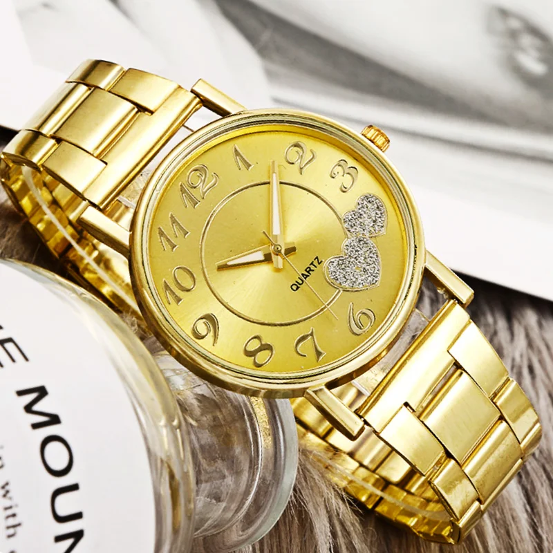 Casual Fashion Mesh Strap Heart Shaped Watch Peach Heart Women's Watch Steel Strap Couple Quartz Watches Trendy Couple Watches