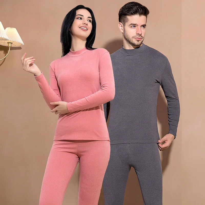 

3XL Velvet Winter Clothing For Women 2023 Turtleneck Thermal Underwear Sets Men Thick Long Johns Female Second Skin Suit