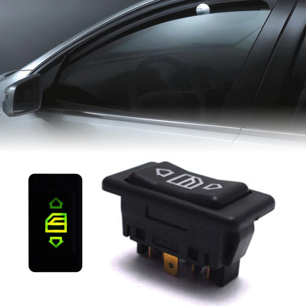 

Car Electric Power Switch Button With Green Light 6 Pin 12/24V 20A ON/OFF Window Glass Lifter Switch Accessories