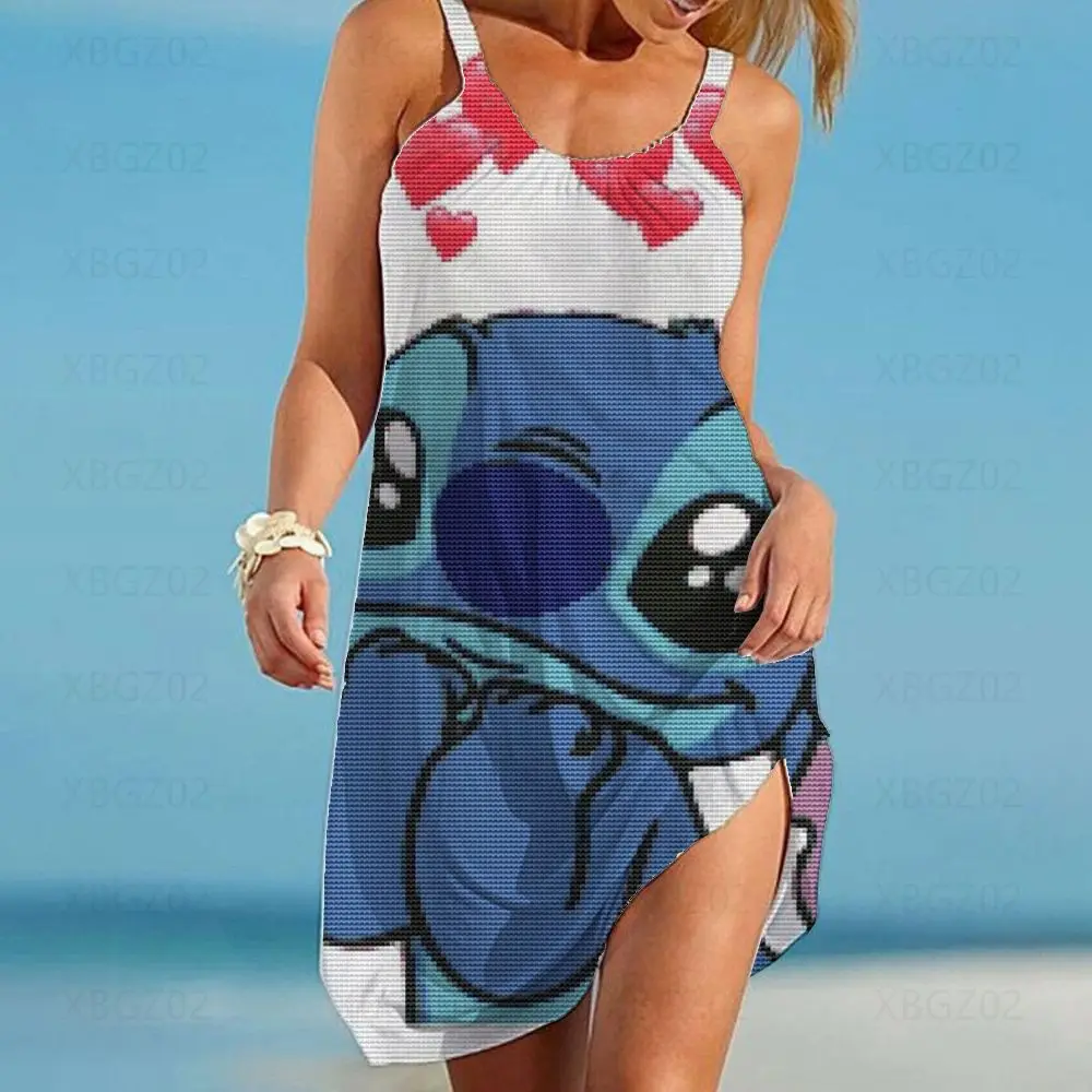 

Women's Dress Robe Elegant Dresses For Women 2022 Party Sleeveless Top Printed Sling Woman Clothes Boho Cartoon Loose Y2k Stitch
