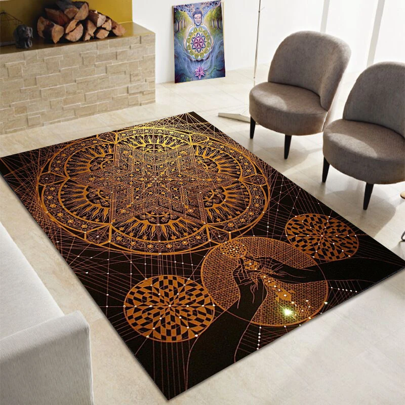 Vintage Life Flower Meditator Floor Mat Fashion Carpet Living Room Large Carpet Bedside Table Carpet Gift Bedroom Decoration