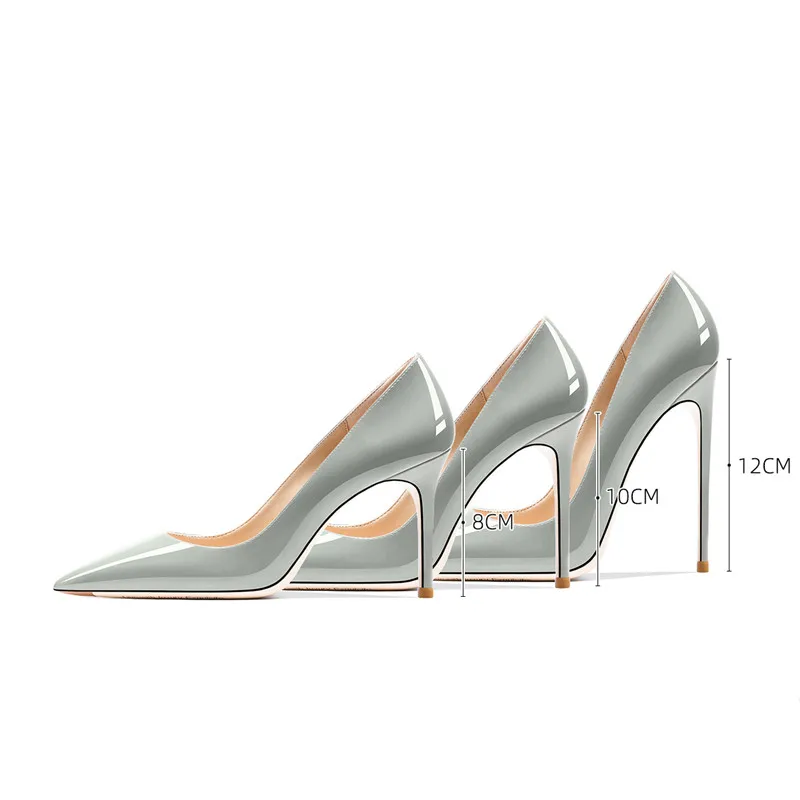 Женские офисные туфли на высоком каблуке 12 см с острым носком