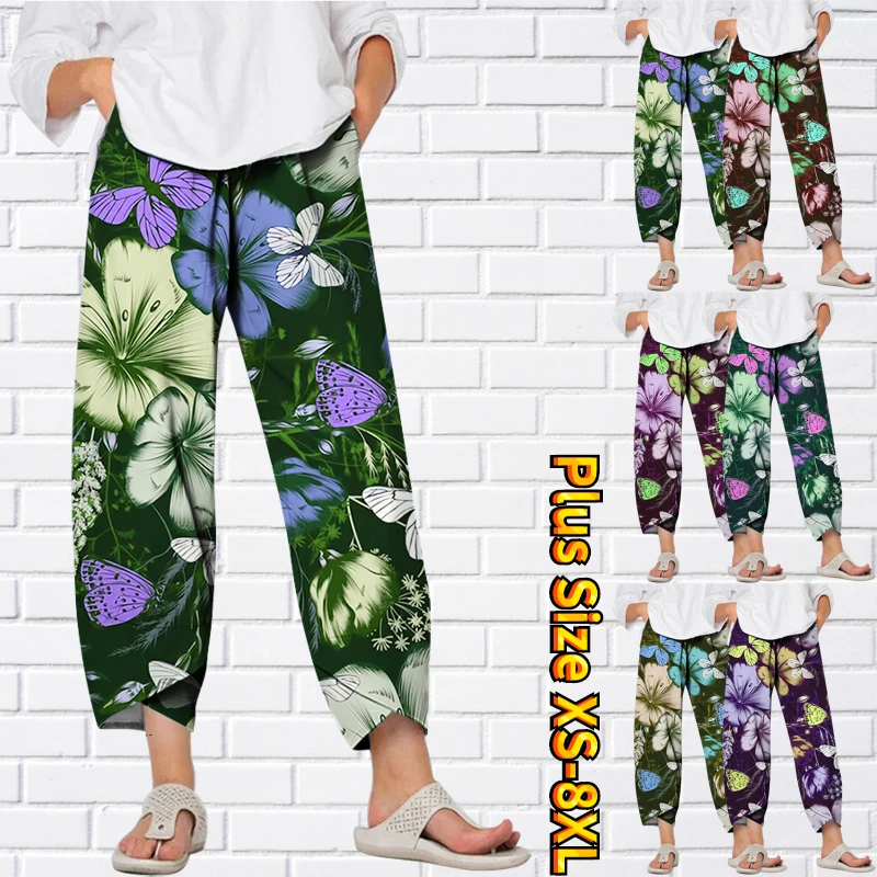 

2023 Women's Fashion Casual Pants Print Yoga Pants Loose Floral Pants Casual Pants Sweatpants Large Size Trousers XS-8XL New