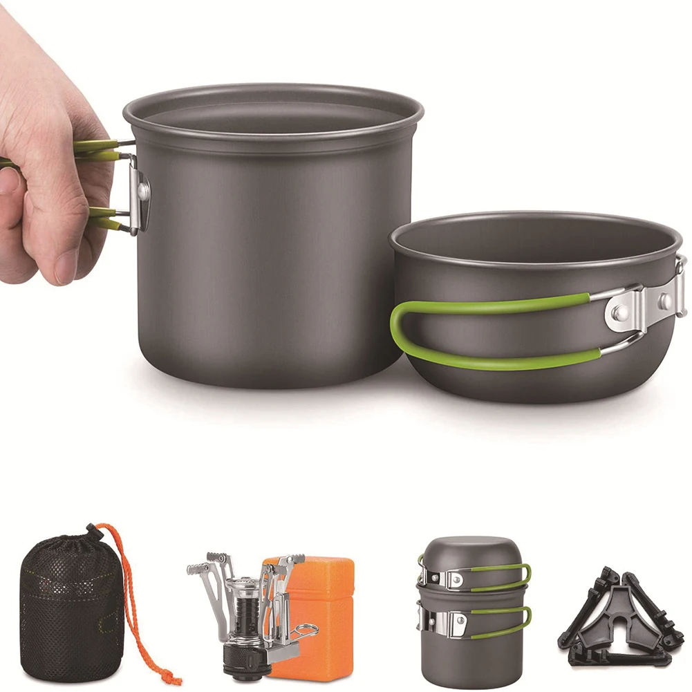 

Brand New Camping Set Cauldron Kits Outdoor Picnic Stove Pot Tableware Accessories Alumina Camping Comfortable