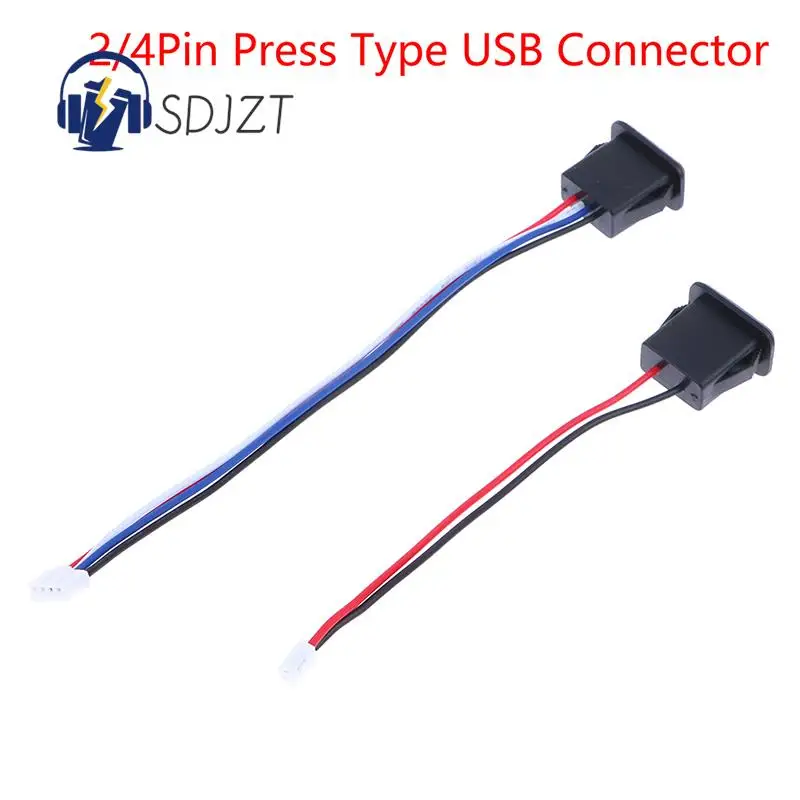 

1Pc 2Wire 4Wire USB 2.0 Female Power Jack USB2.0 Charging Port Connector with PH 2.0 Cable Electric Terminals USB Charger Socket