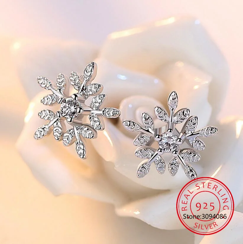 

Authentic 925 Sterling Silver Romantic Snowflakes Earring for Women Korean Style Fine Jewelry Moda Bijoux Brinco de Prata BSE424