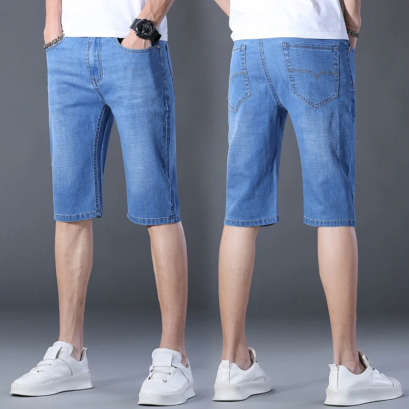 Новинка лета 2022 эластичные джинсовые шорты мужские прямые повседневные