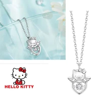 cartoon kawaii hello kitty pendant necklace gift box womens all match chain collarbone chain sweet cute anime sanrio girls gift