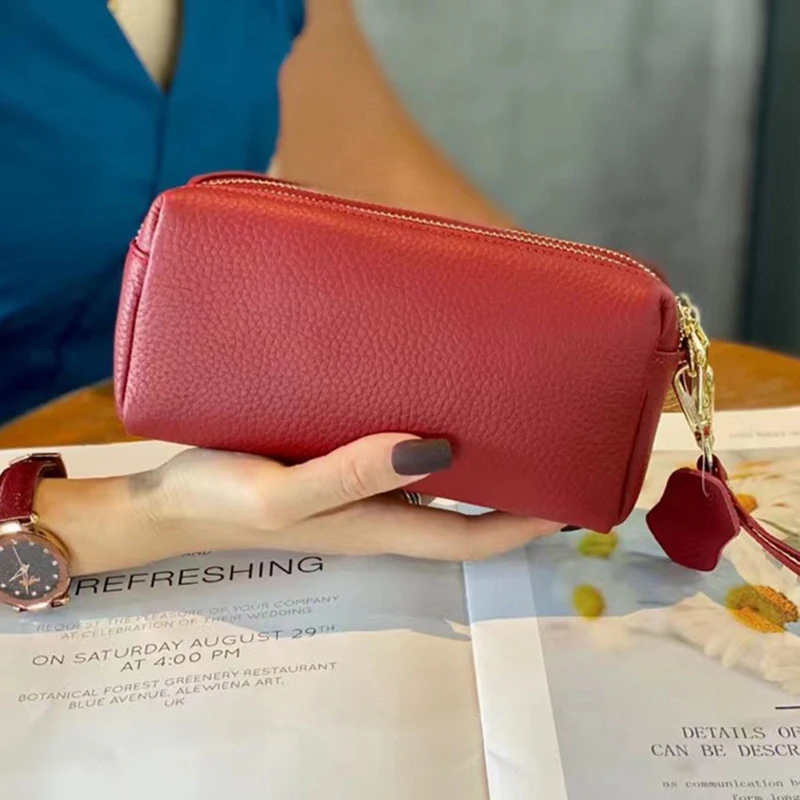 Сумка-клатч из воловьей кожи с верхним слоем новая женская сумка кожаный длинный