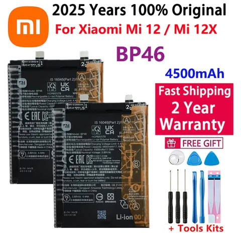 2025 лет, 100% оригинальная сменная батарея для телефона BP45 BP46 для Xiaomi Mi 12 Pro/Mi 12/Mi 12X, аккумуляторы Bateria, быстрая доставка