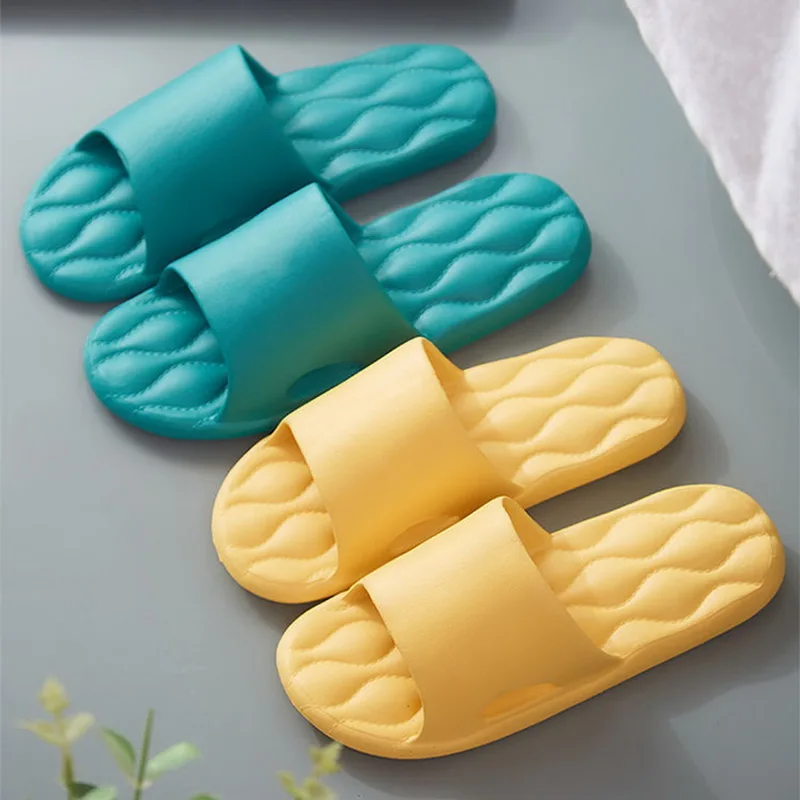 

Women Sandals Summer Concise Soft Massage Home Shoes Female Cozy Plaid Bathroom Slides Couple House Indoor Non-Slip Men Slippers