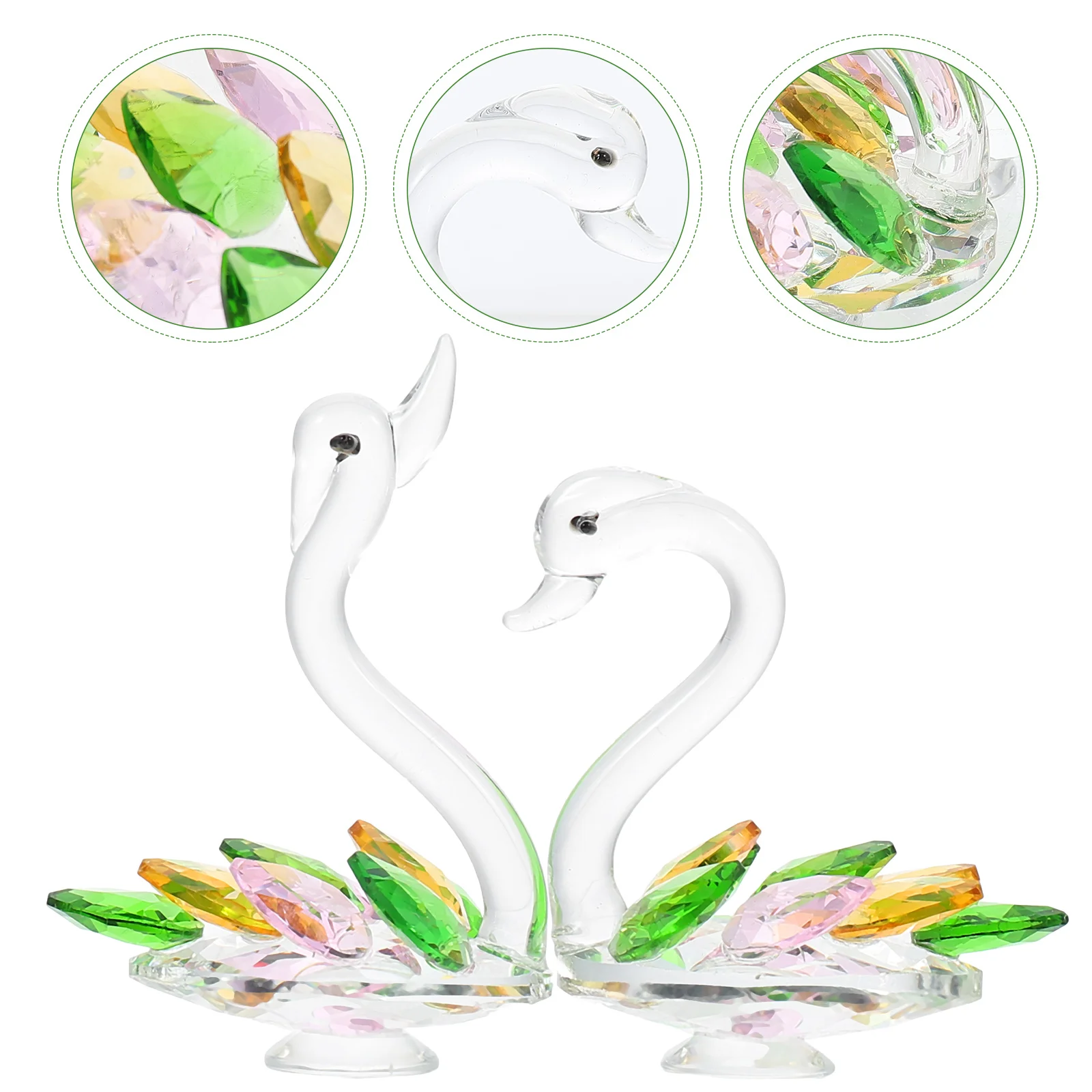 

Swan Glass Figurine Crystal Statue Decor Ornament Animals Sculpture Paperweight Duck Wedding Animal Blown Garden Goose Desktop
