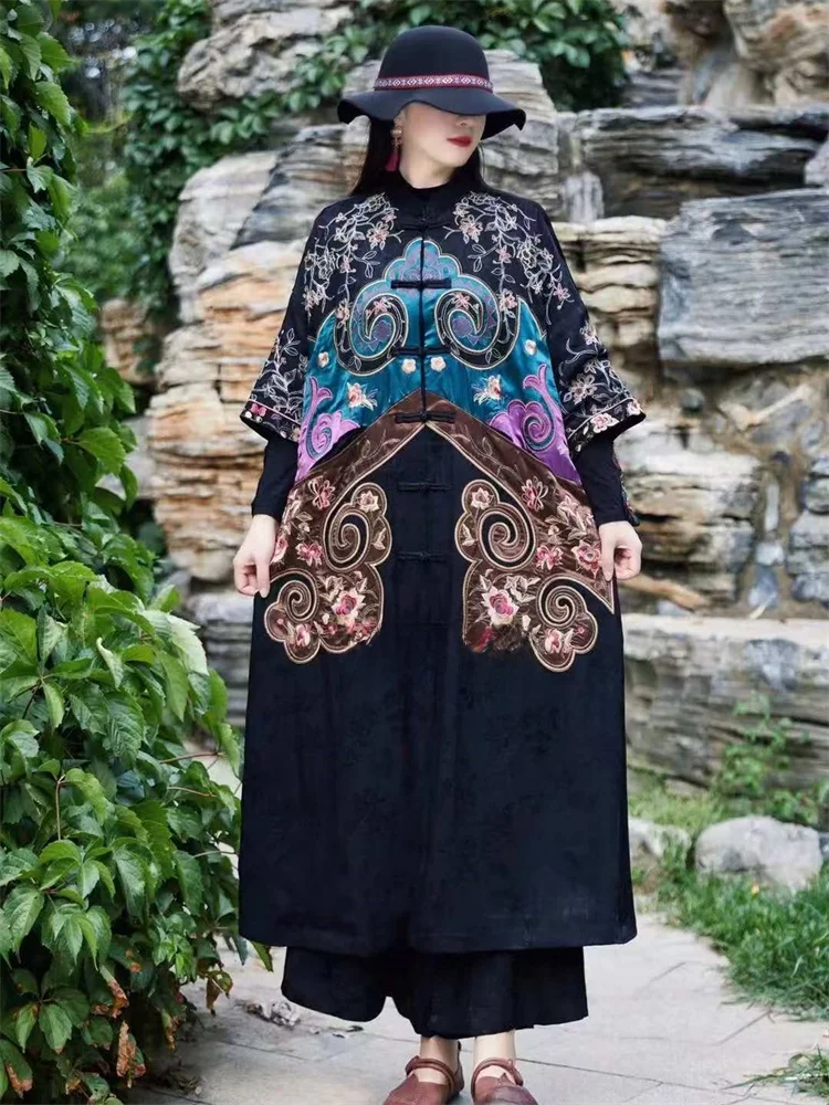 Этническая Sle Художественная ретро тяжелая промышленность Вышивка Верхняя