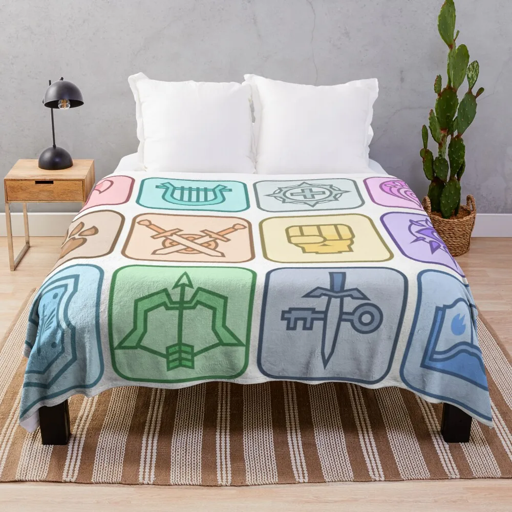 

JoCat Crap Guide to DnD Class Icons [Color] Throw Blanket Big Thick Furry Couple Blanket Microfiber Fabric Shaggy Blanket