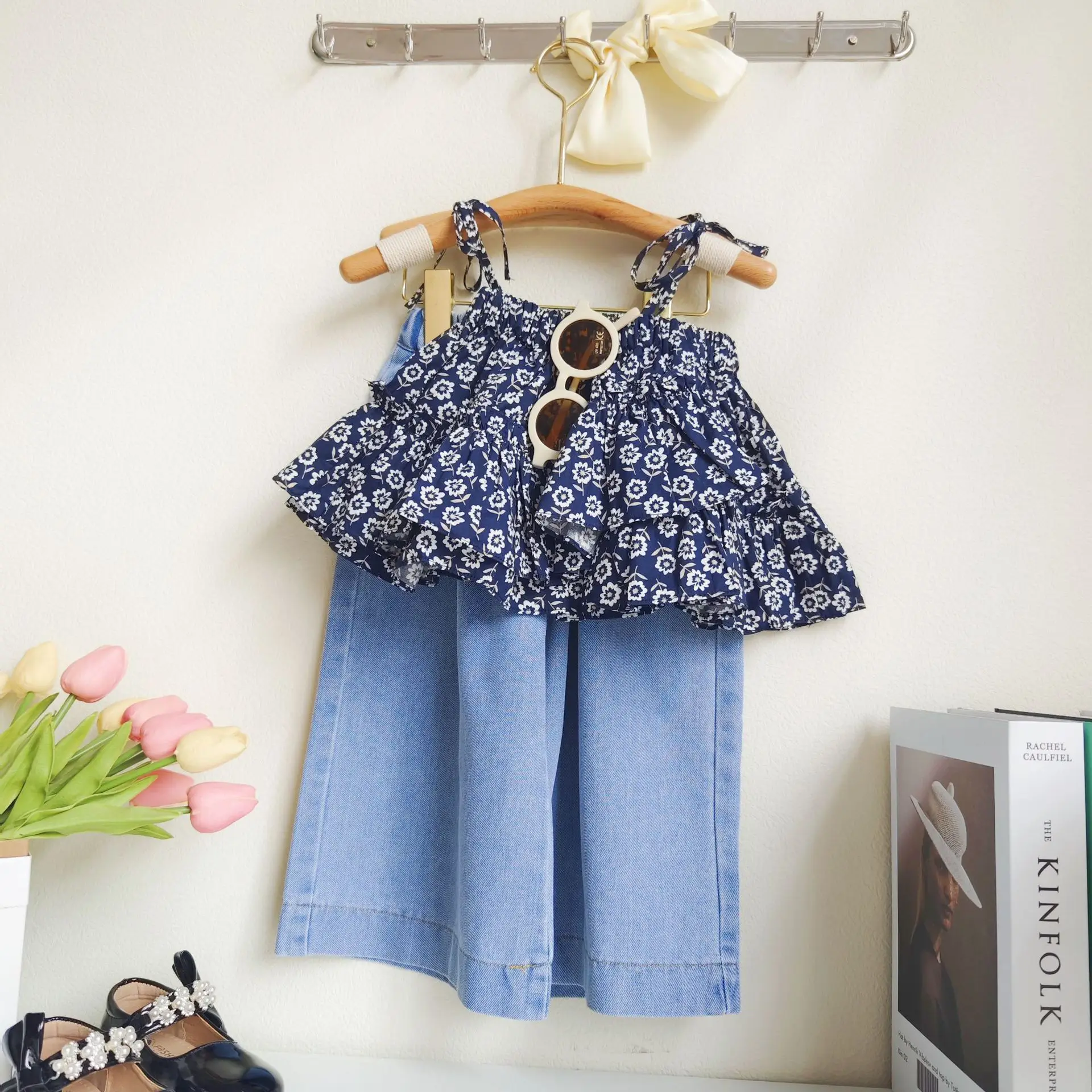 

Droshipping Children Summer Clothes For Girl Jeans Outfits Sets Sling Top+Jeans 2PCS Kids Girls Clothing Tracksuit 어린이 세트 여름